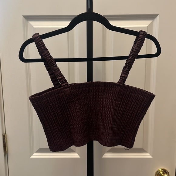 PROENZA SCHOULER Faux Leather Top Smocked in Pilot NEW - Picture 12 of 13